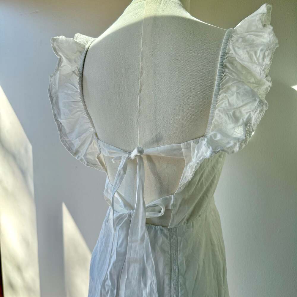 Reformation White Organic Cotton Ruffle Sleeve Tiered Maxi Dress